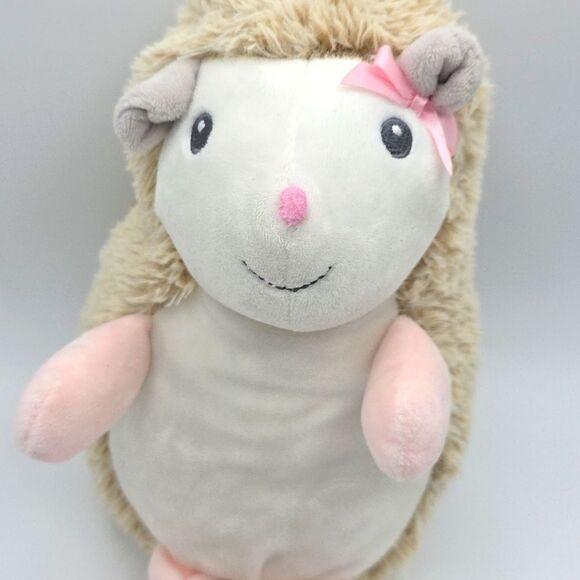 Blankets and Beyond Hedghog Rattle Lovey Plush Stuffed Toy Pink Bow - Picture 3 of 17